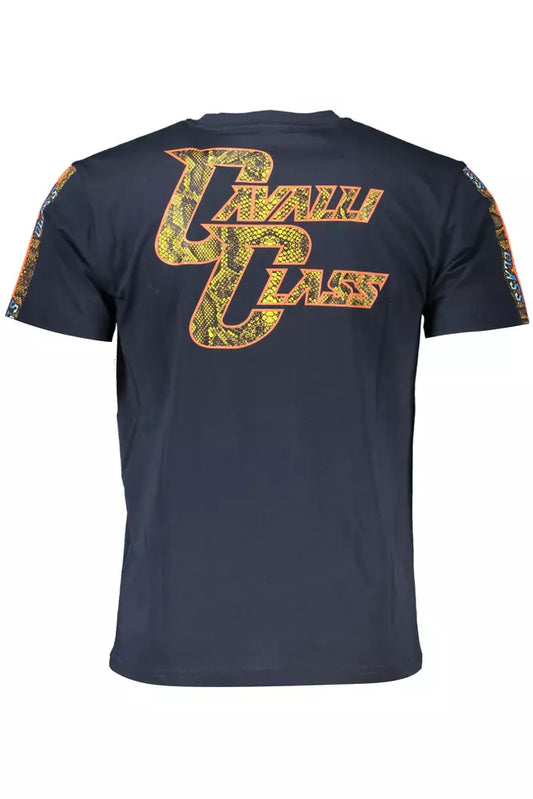 Elegant Blue Printed Cotton T-Shirt