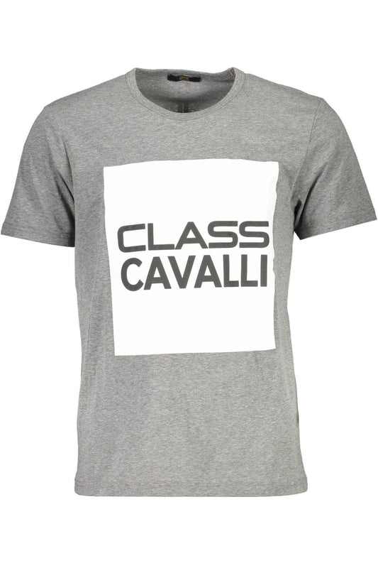 Chic Gray Printed Cotton Crew Neck T-Shirt