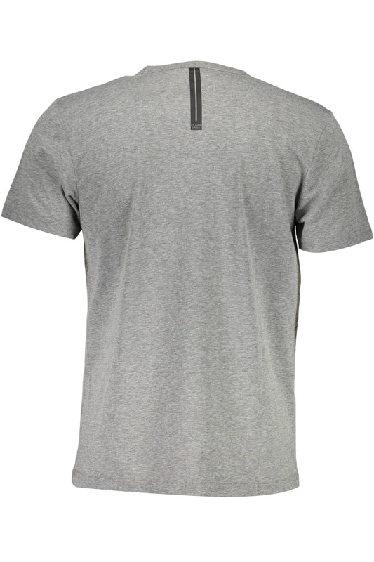 Chic Gray Printed Cotton Crew Neck T-Shirt