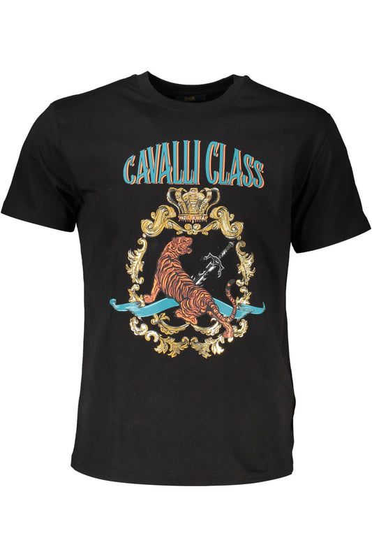 Elegant Black Cotton Tee with Exclusive Print