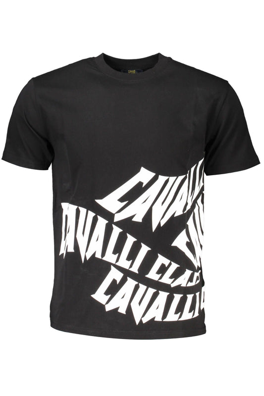 Sleek Black Cotton Tee with Signature Print