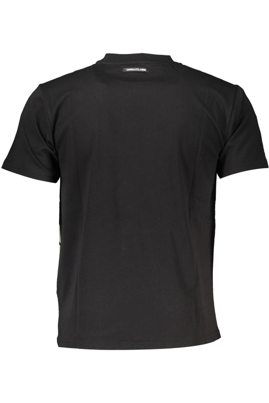 Sleek Black Cotton Tee with Signature Print