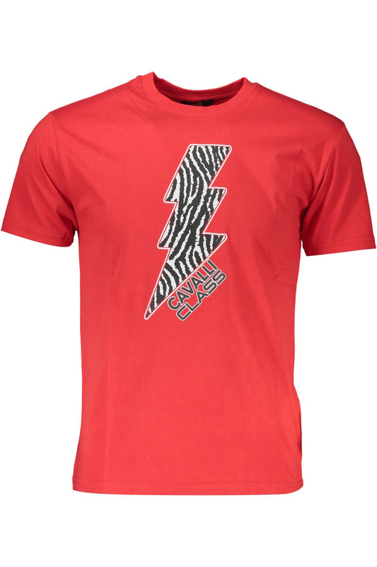 Elegant Red Cotton Tee with Signature Print