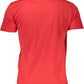 Elegant Red Cotton Tee with Signature Print