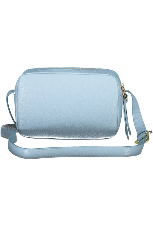 Elegant Light Blue Leather Shoulder Bag