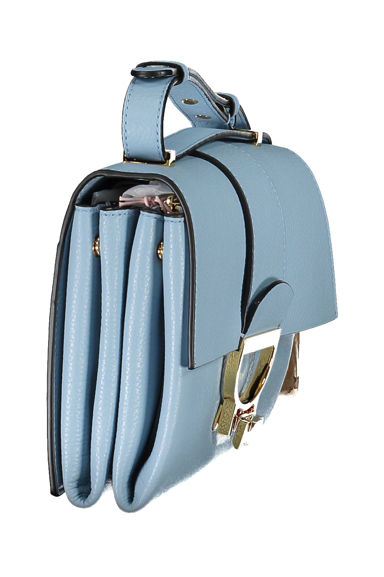 Elegant Light Blue Leather Shoulder Bag