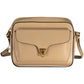 Chic Beige Leather Shoulder Bag with Turn Lock
