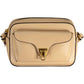 Elegant Beige Leather Shoulder Bag with Pockets