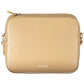 Beige Contrast Detail Leather Shoulder Bag