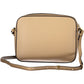 Chic Beige Leather Shoulder Bag with Turn Lock