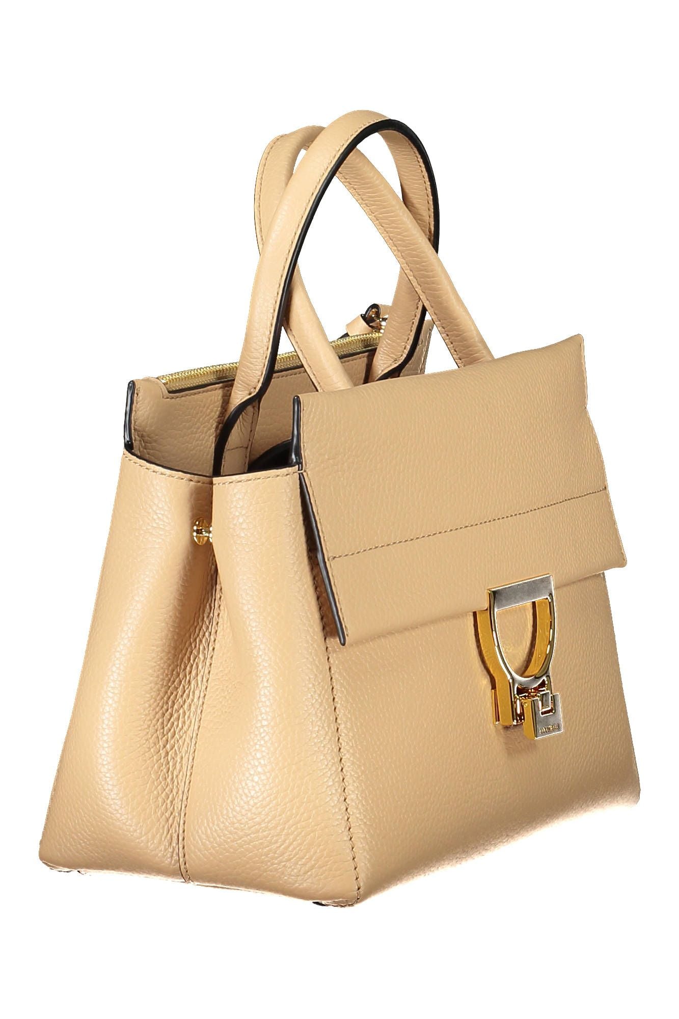 Beige Leather Elegance Handbag with Charm