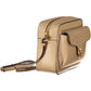 Chic Beige Leather Shoulder Bag with Turn Lock