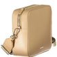 Beige Contrast Detail Leather Shoulder Bag