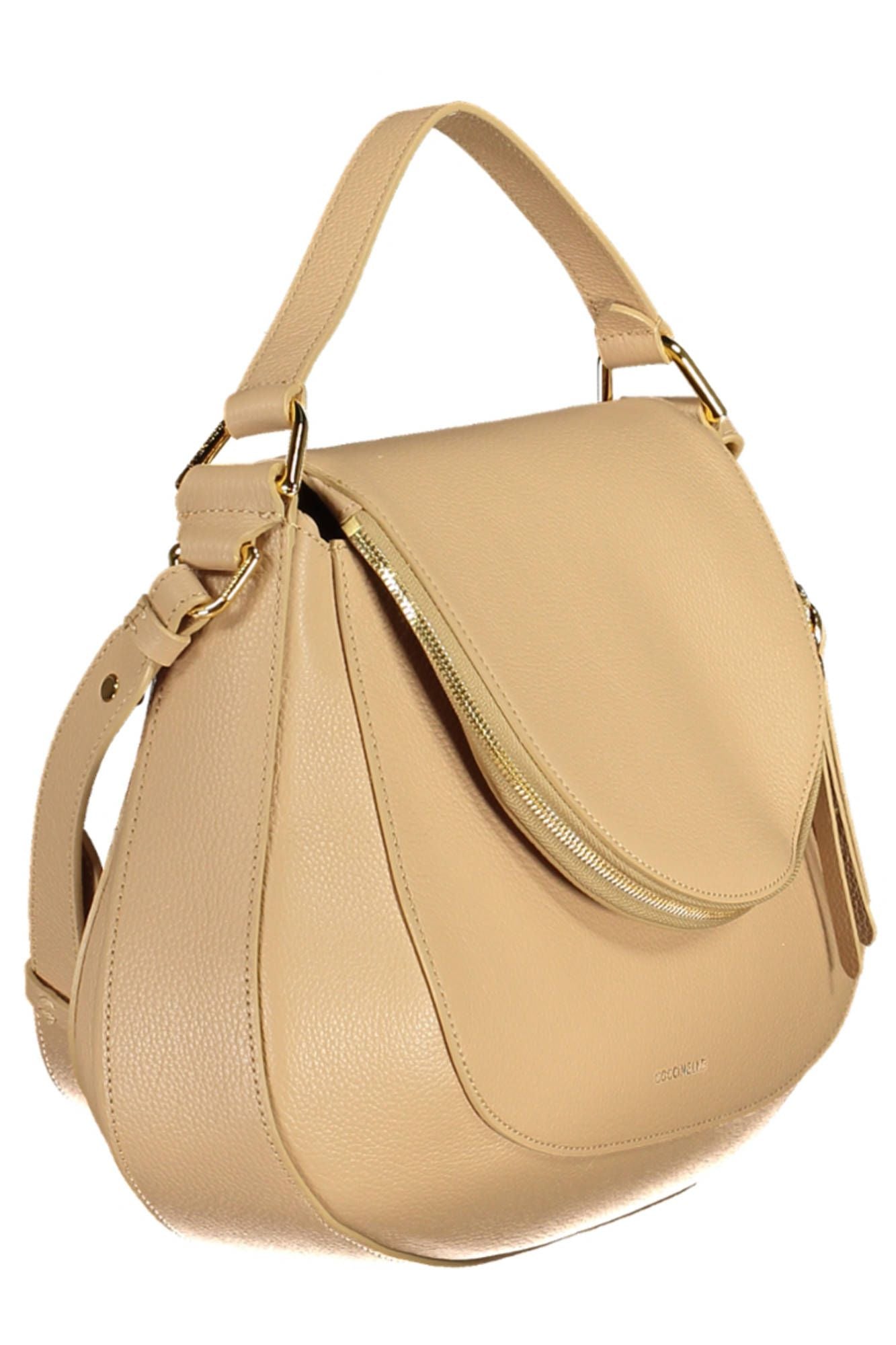 Beige Leather Elegance Shoulder Bag