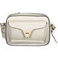 Chic White Leather Shoulder Bag with Sleek Closure