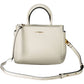 Elegant White Leather Handbag with Versatile Straps