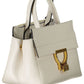 Elegant White Leather Handbag with Versatile Straps