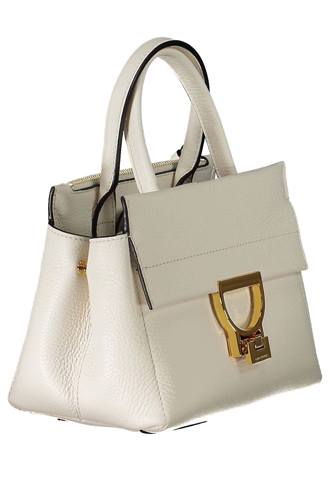 Elegant White Leather Handbag with Versatile Straps