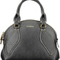 Elegant Two-Handle Black Leather Satchel