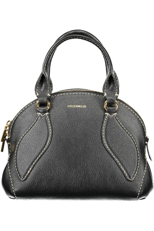 Elegant Two-Handle Black Leather Satchel