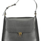 Elegant Leather Shoulder Bag with Turn Lock Closure