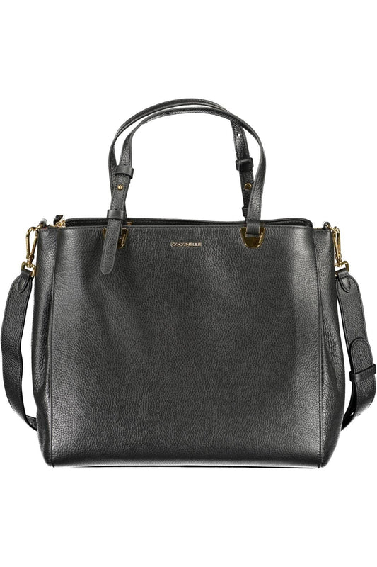 Elegant Black Leather Bag with Versatile Straps