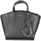 Elegant Black Leather Handbag with Detachable Strap