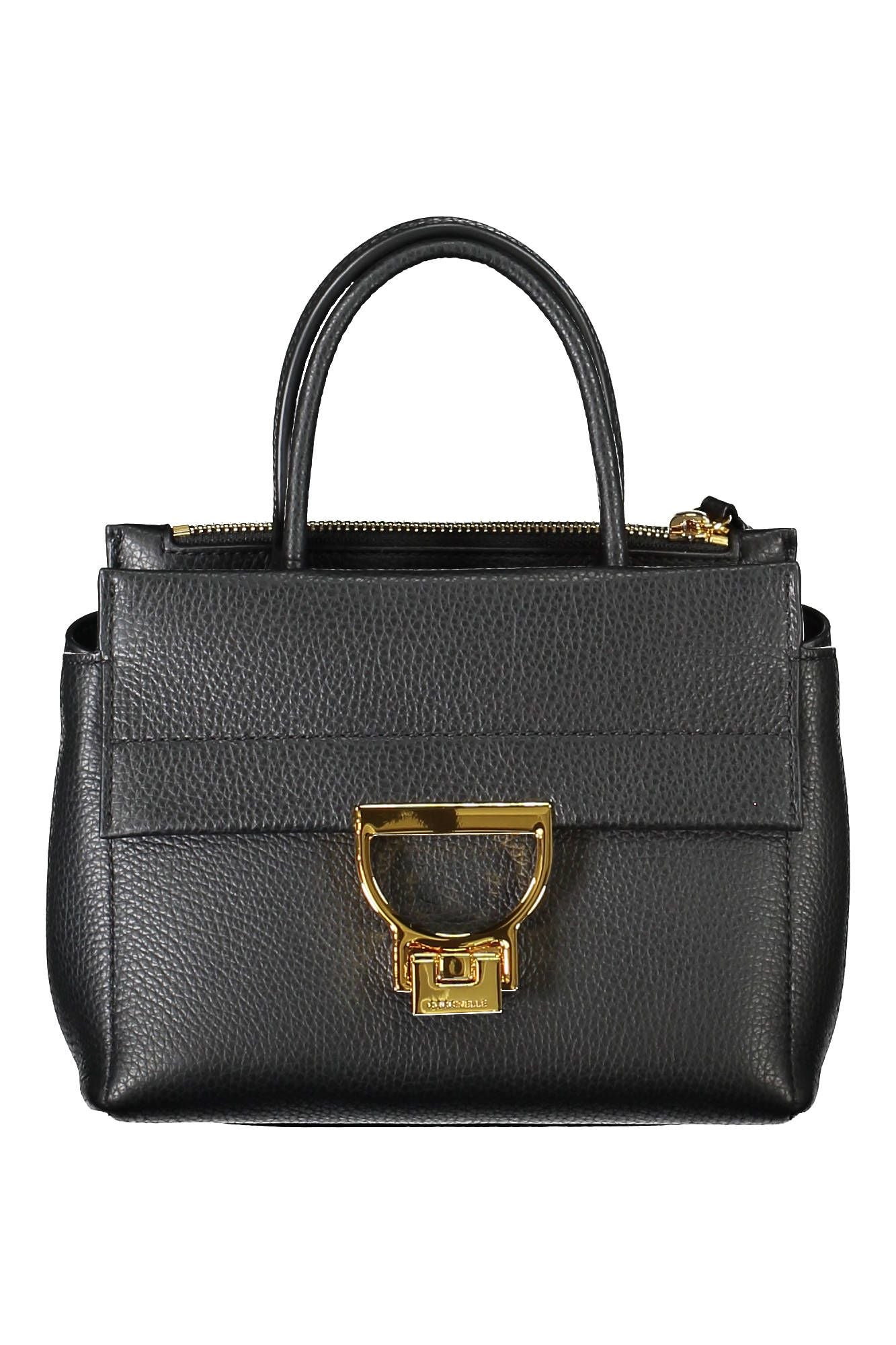 Chic Black Leather Handbag with Versatile Straps