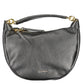 Elegant Black Leather Handbag with Zip Closure