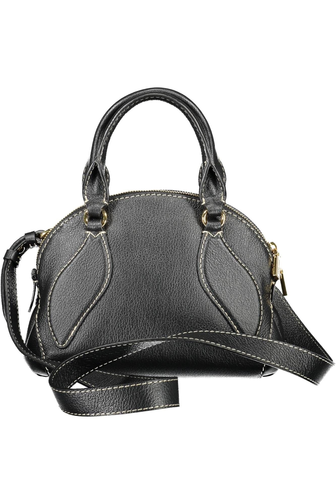 Elegant Two-Handle Black Leather Satchel