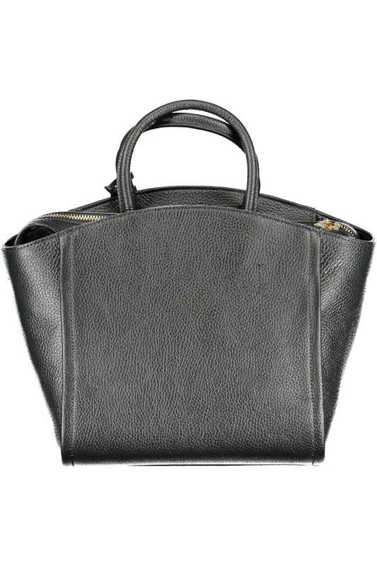 Elegant Black Leather Handbag with Detachable Strap