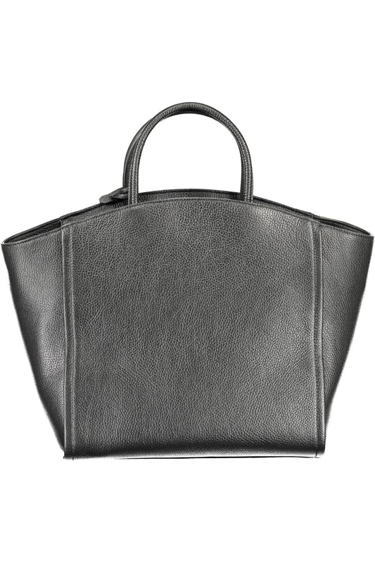 Elegant Black Leather Handbag with Adjustable Strap