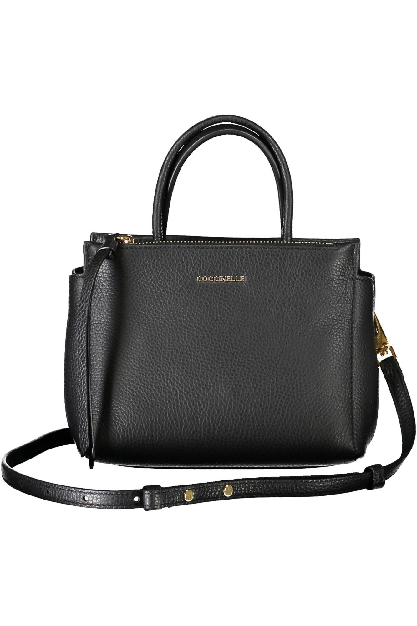 Chic Black Leather Handbag with Versatile Straps