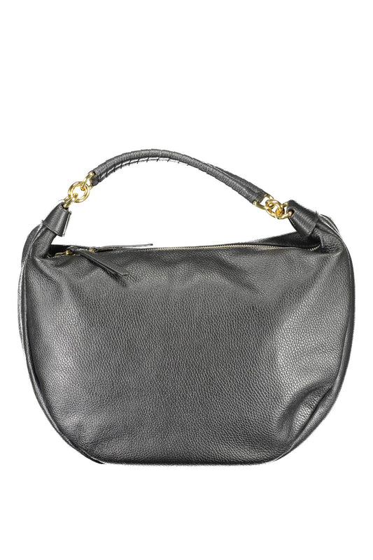 Elegant Black Leather Handbag with Zip Closure