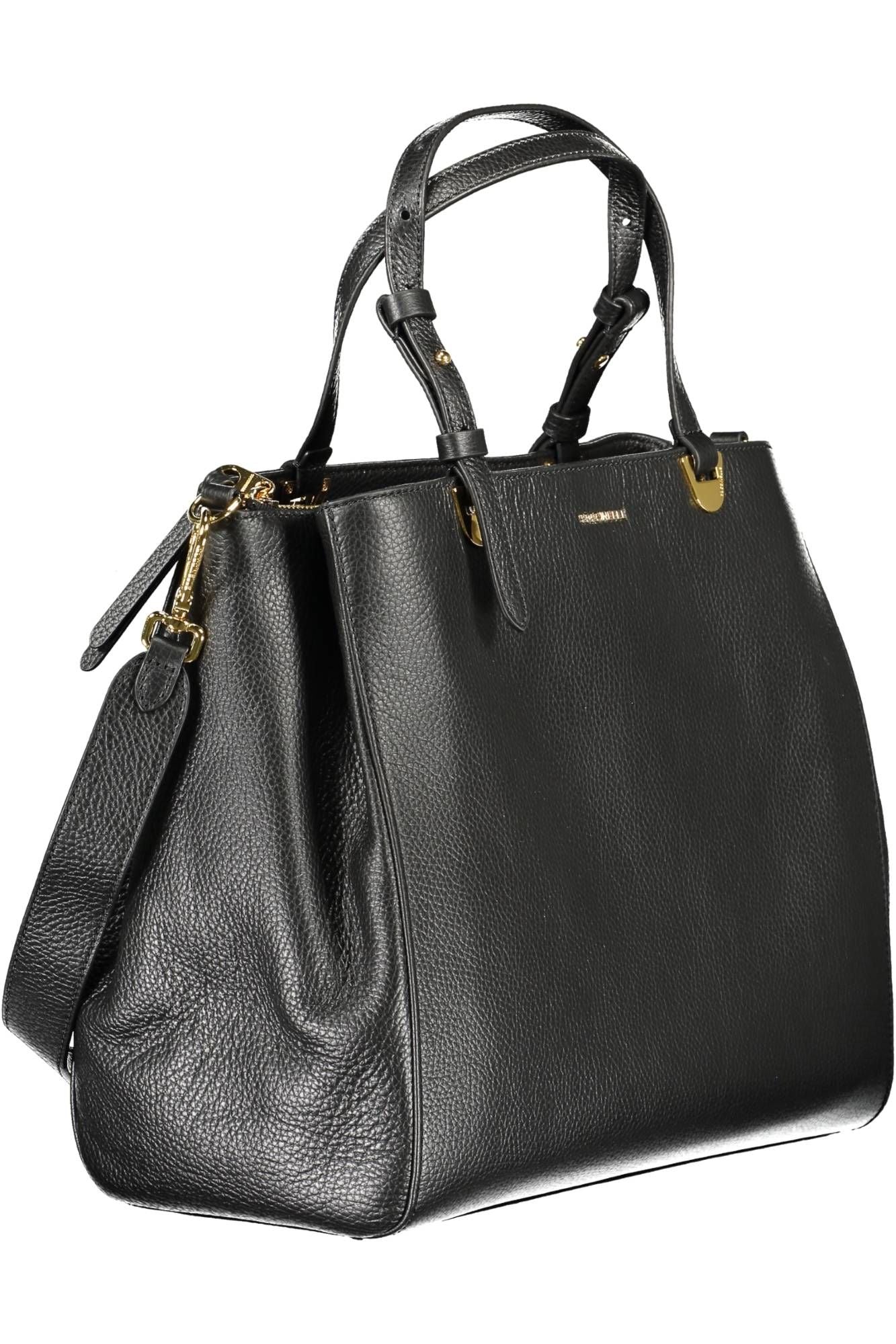 Elegant Black Leather Bag with Versatile Straps