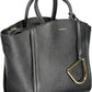 Elegant Black Leather Handbag with Detachable Strap