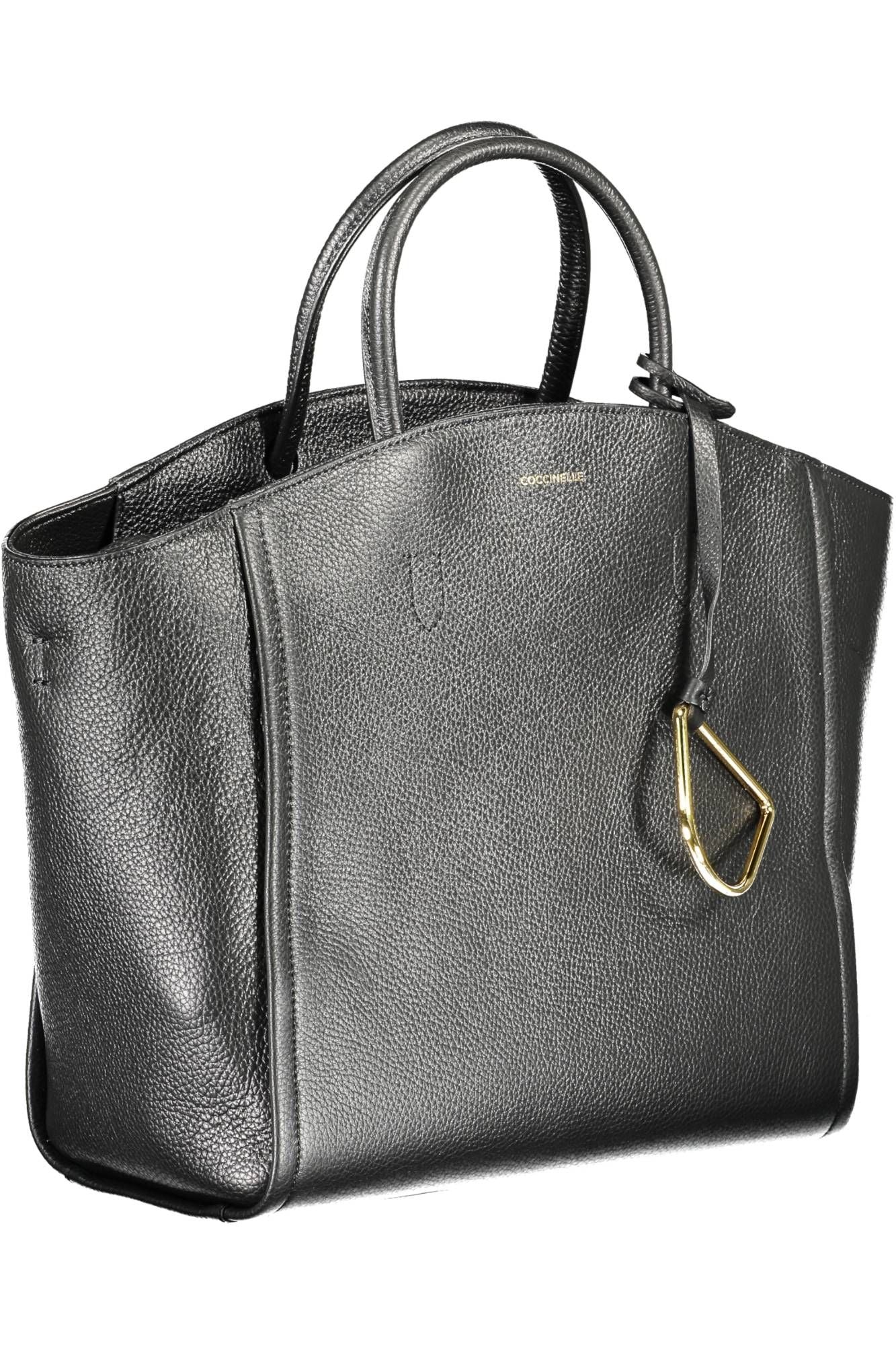 Elegant Black Leather Handbag with Adjustable Strap