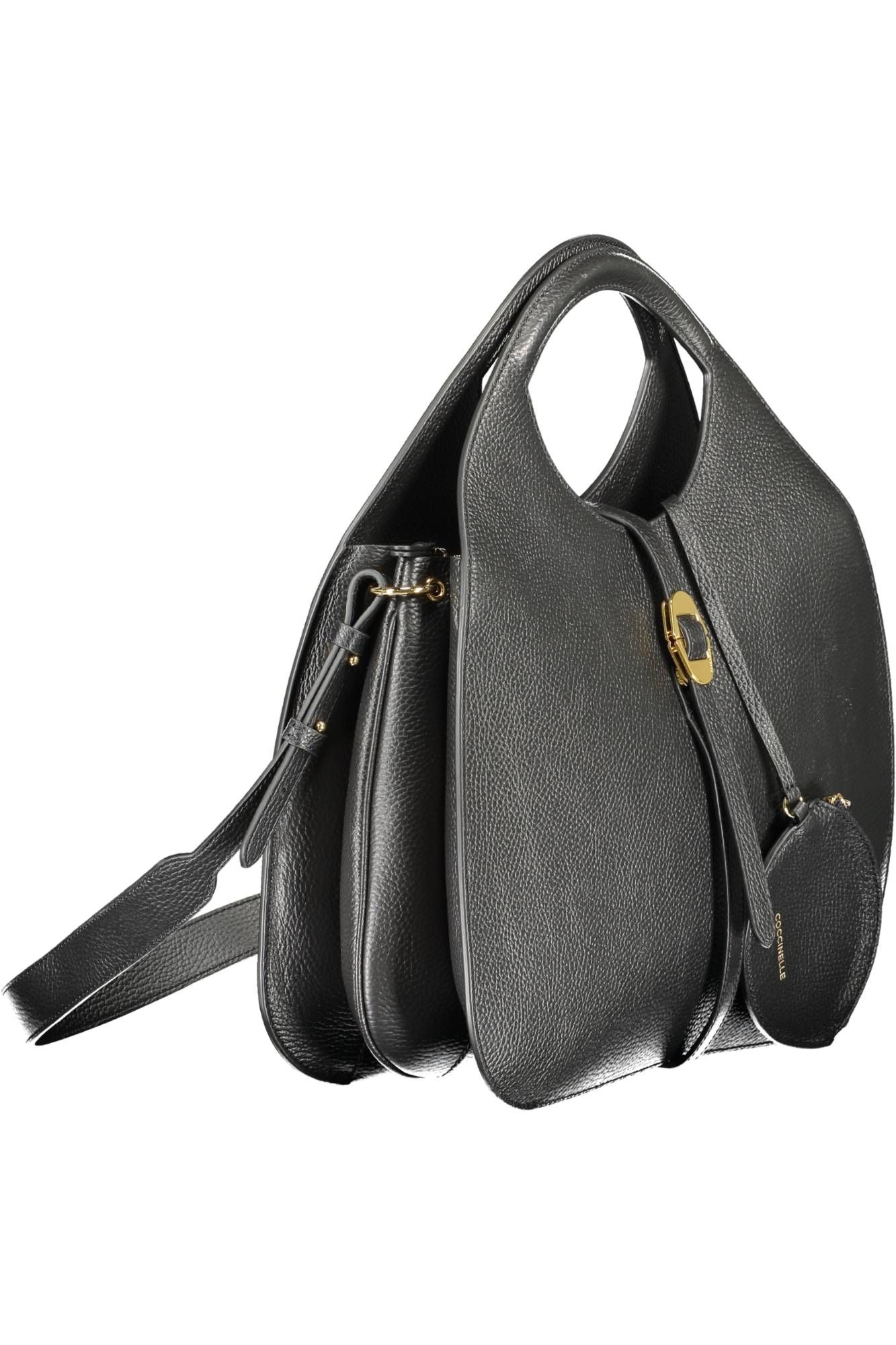 Elegant Black Leather Handbag with Coin Purse