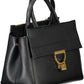 Elegant Black Leather Handbag With Versatile Straps