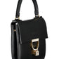 Chic Black Leather Handbag with Twist Lock