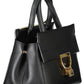 Chic Black Leather Handbag with Versatile Straps