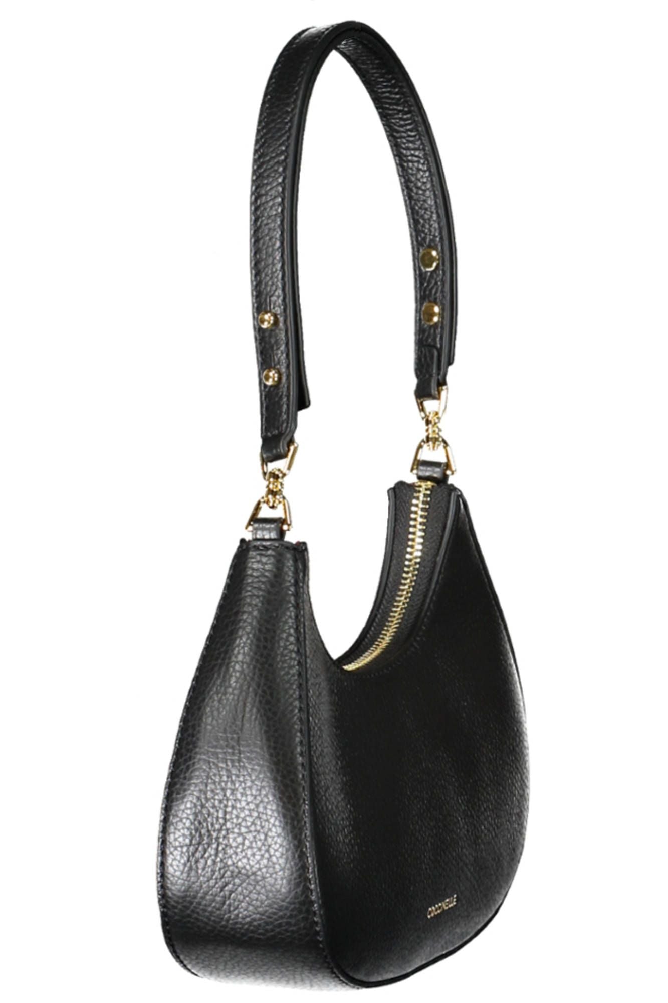 Elegant Black Leather Shoulder Bag with Logo Detail