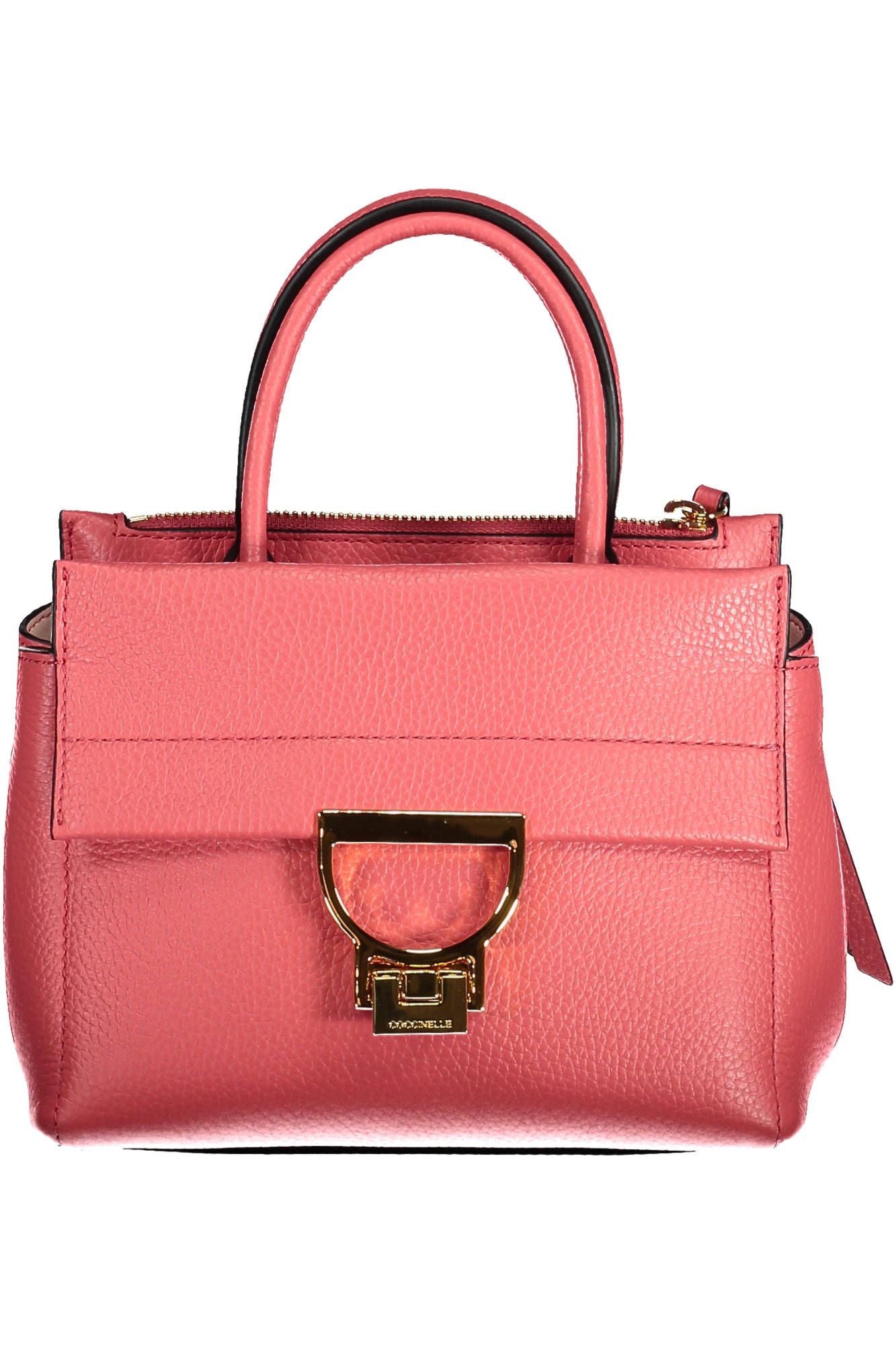 Chic Pink Leather Handbag with Versatile Straps