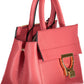 Chic Pink Leather Handbag with Versatile Straps