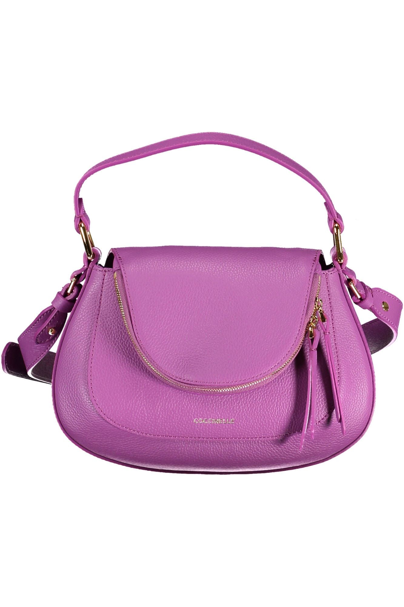 Elegant Purple Leather Handbag with Adjustable Strap