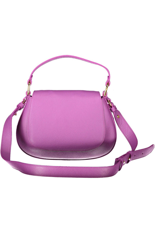 Elegant Purple Leather Handbag with Adjustable Strap