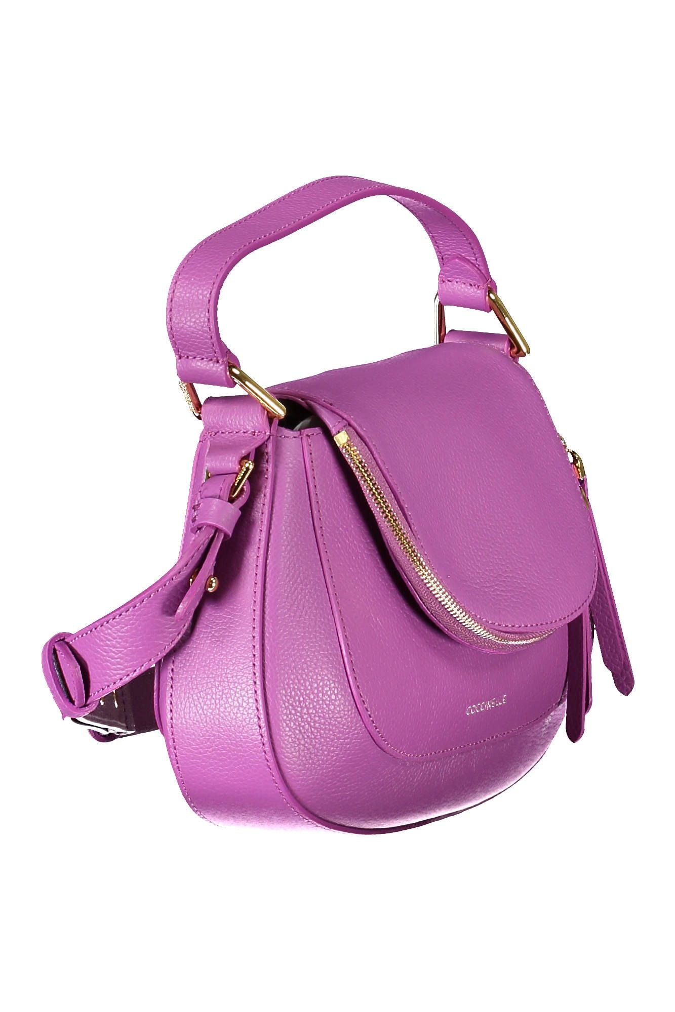 Elegant Purple Leather Handbag with Adjustable Strap