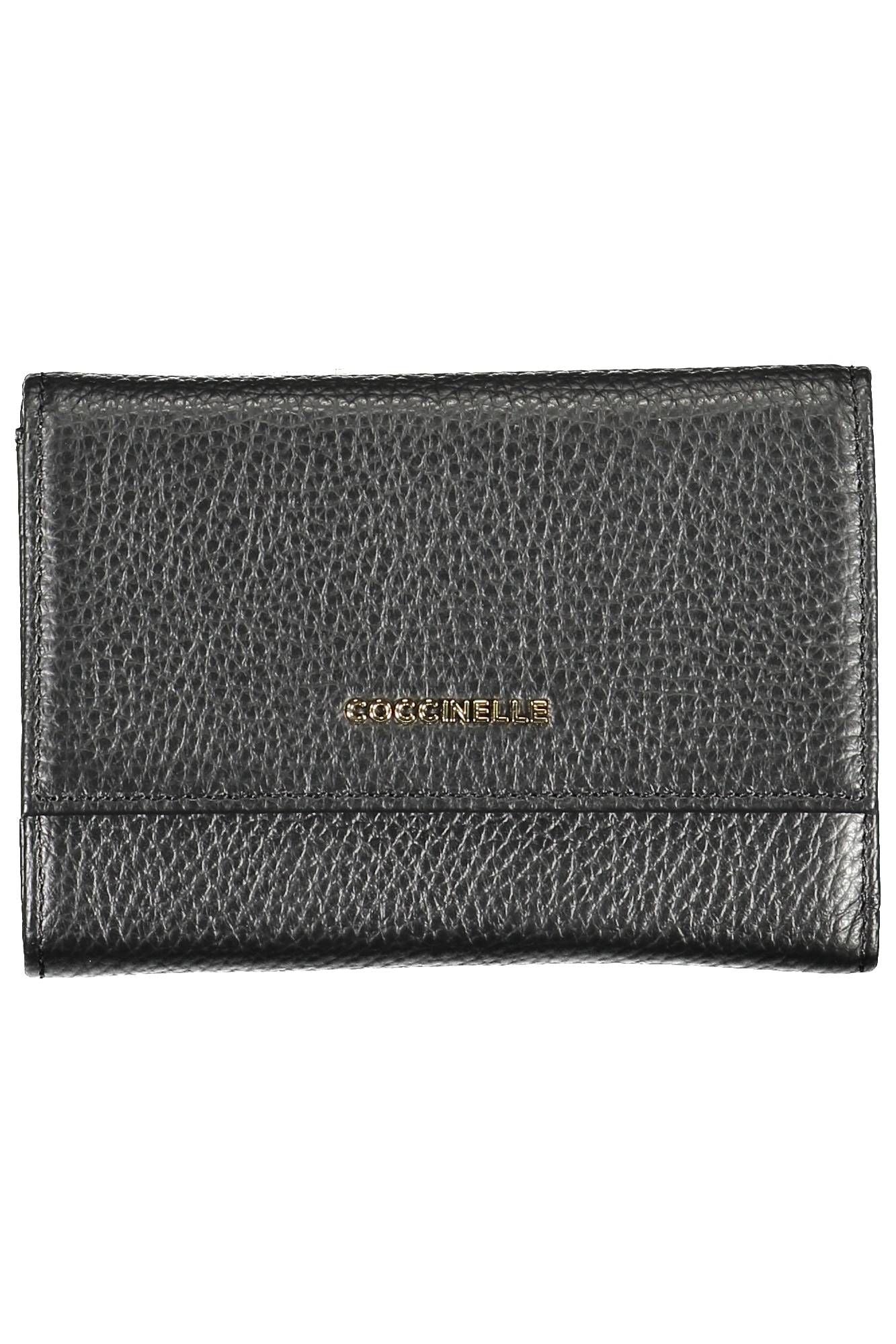 Elegant Triple-Compartment Black Leather Wallet