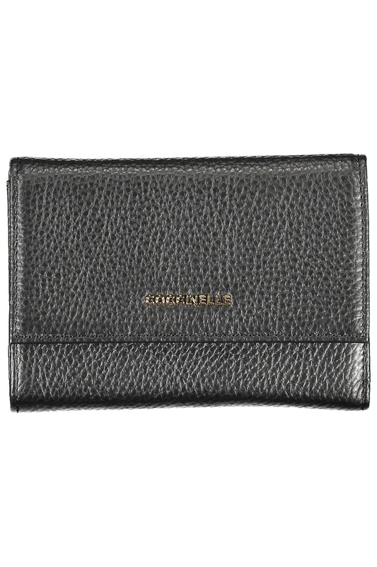 Elegant Triple-Compartment Black Leather Wallet