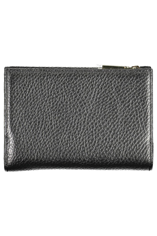 Elegant Triple-Compartment Black Leather Wallet